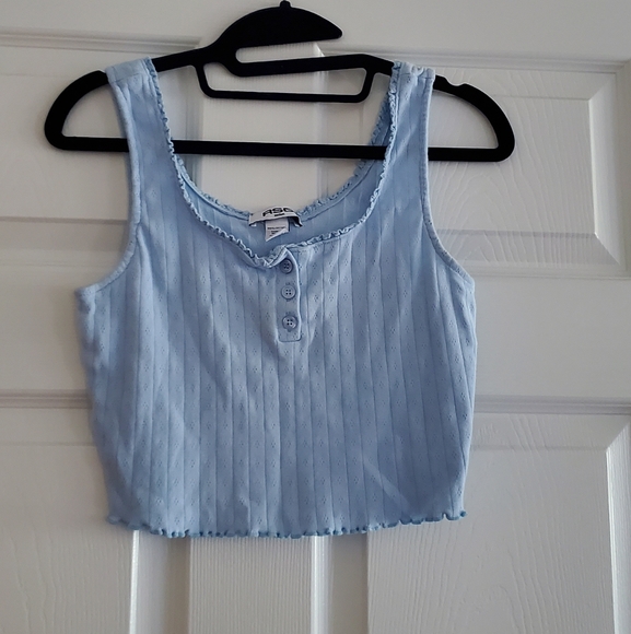 RSQ Light Blue Ribbed Crop Tank Top - Picture 4 of 4